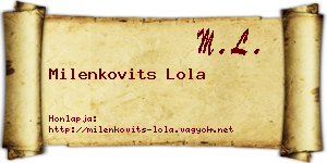 Milenkovits Lola névjegykártya